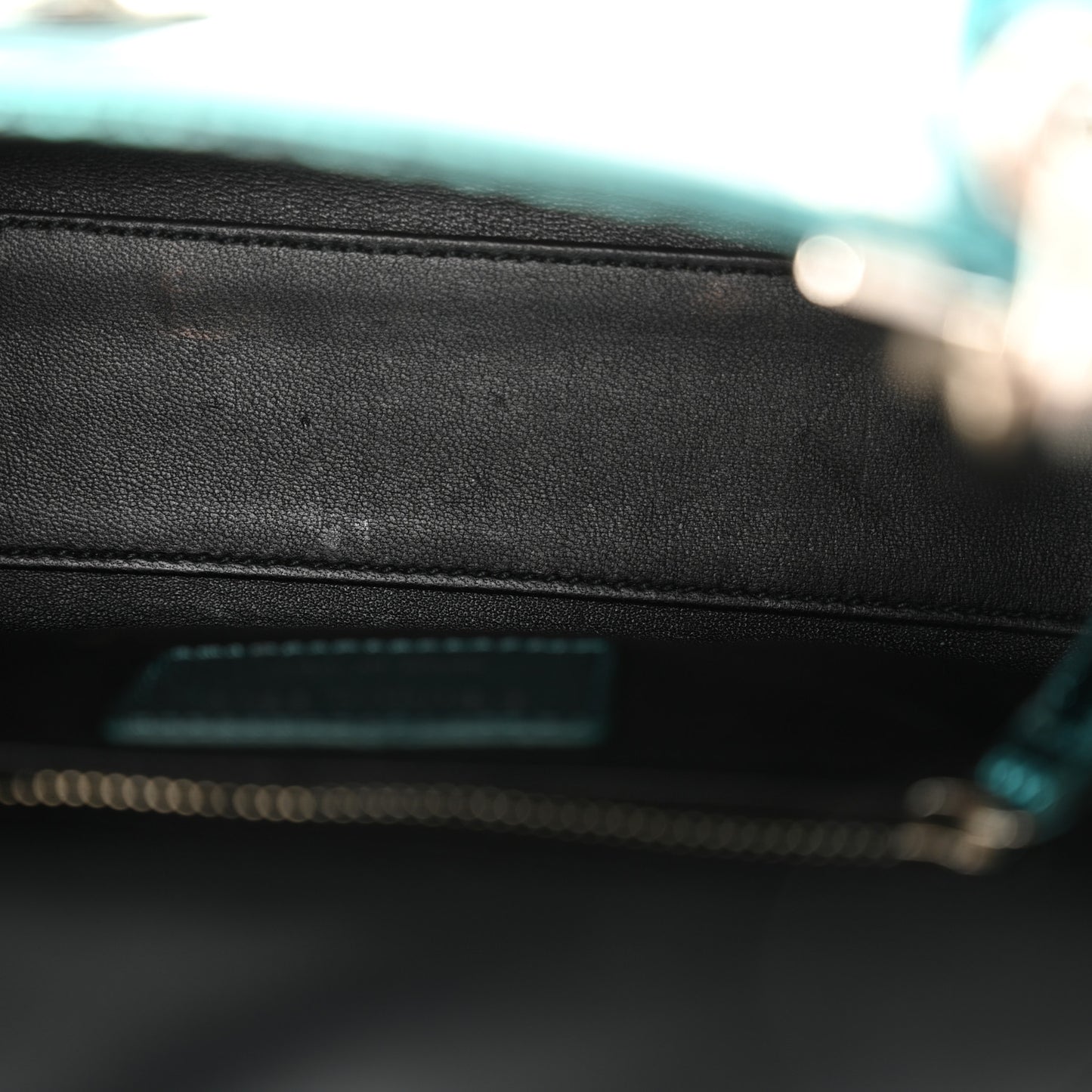 Metallic Lizard Mini Lady Dior Blue