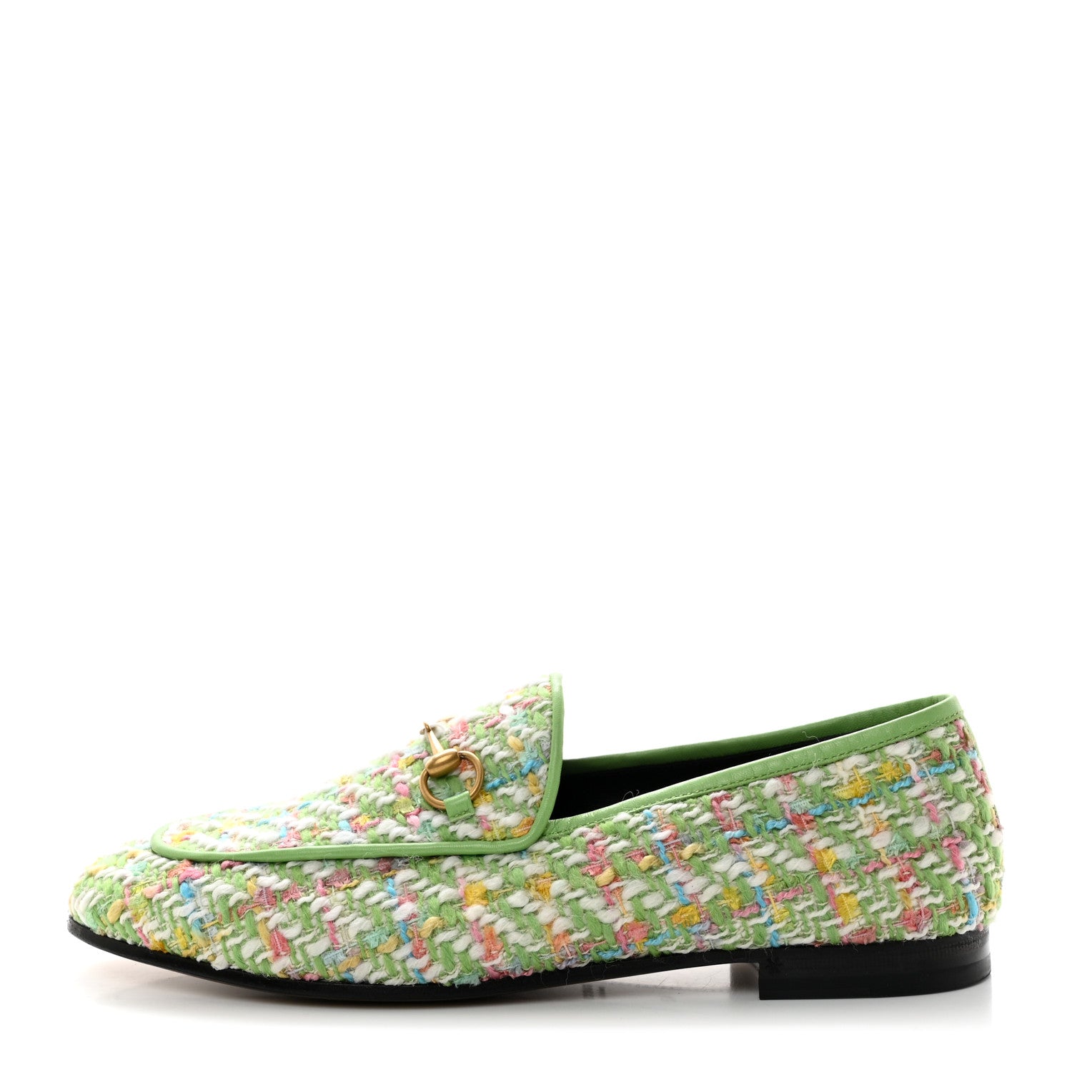 Gucci Tweed Multicolor Malaga Kid Horsebit Womens Jordaan Loafers 40 Green Multicolor 1 of 9