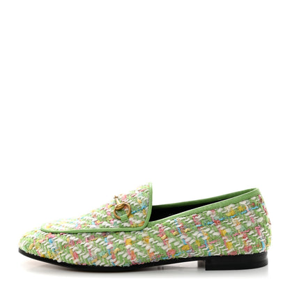Gucci Tweed Multicolor Malaga Kid Horsebit Womens Jordaan Loafers 40 Green Multicolor 1 of 9