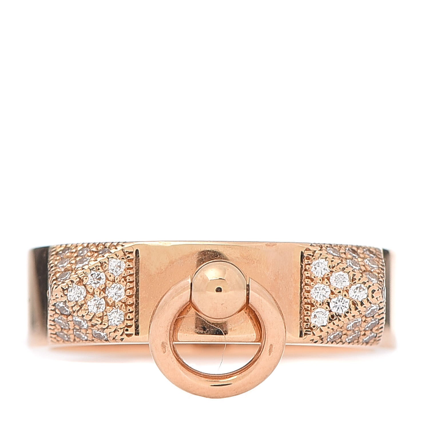 Hermes 18K Rose Gold Diamond PM Collier De Chien Ring 49 4.75 1 of 5