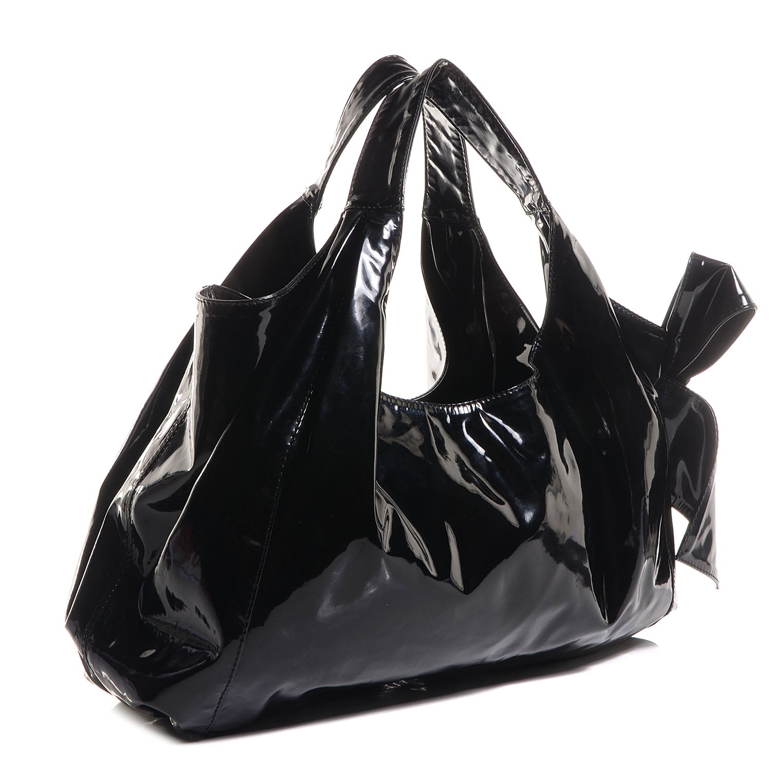 Valentino Garavani Patent Lacca Large Nuage Bow Hobo Black 3 of 8