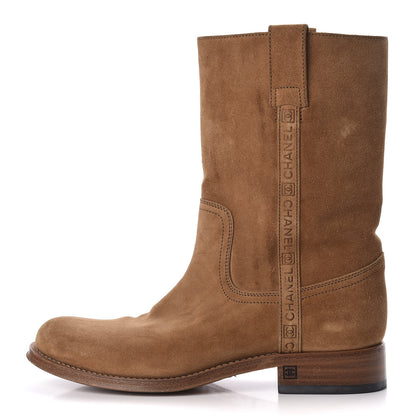 Chanel Suede Logo Boots 40.5 Camel 1 of 10