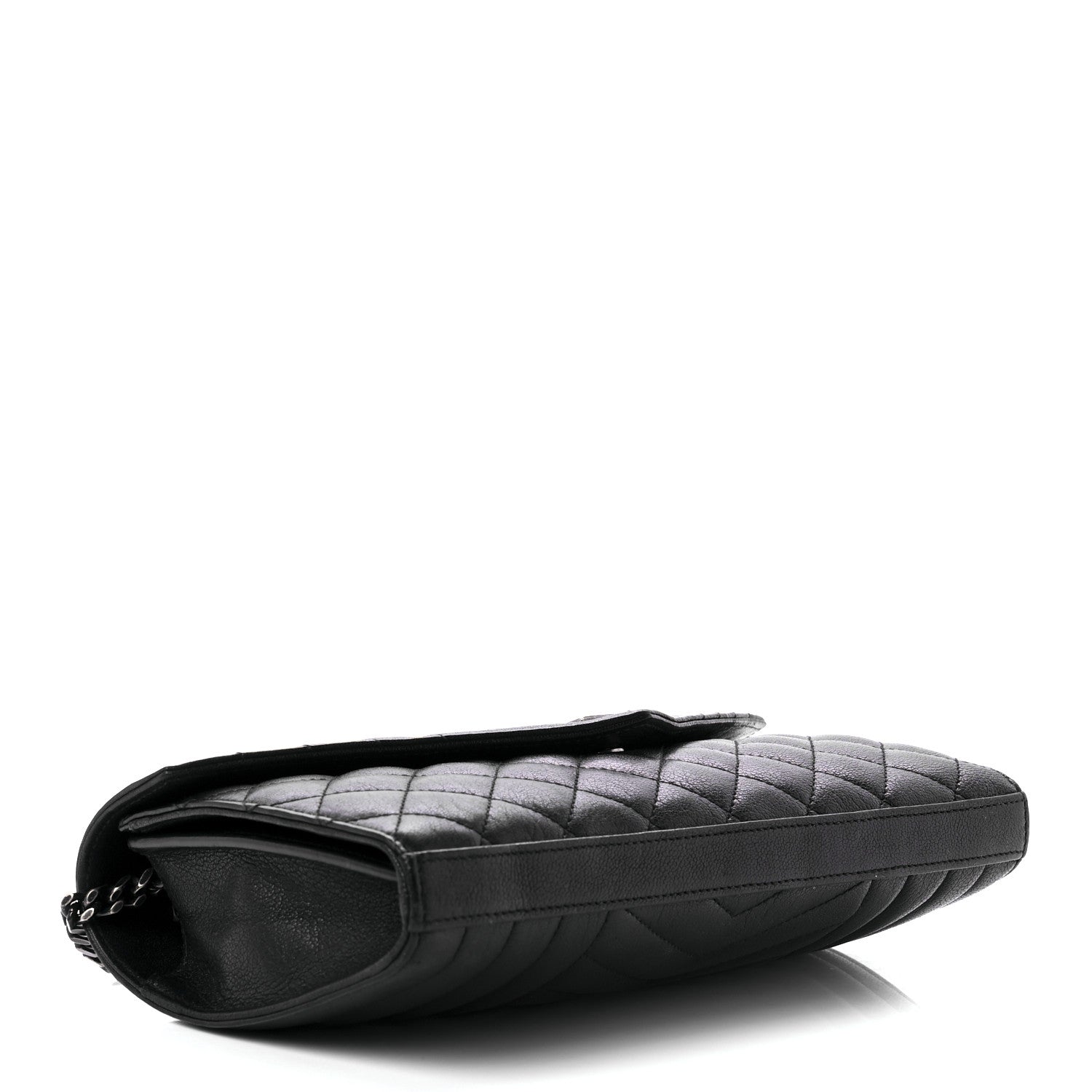 Saint Laurent Sheepskin Tri-Quilt Monogram Envelope Chain Wallet Black 4 of 8