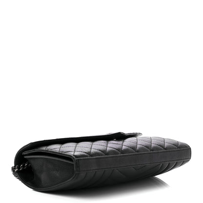 Saint Laurent Sheepskin Tri-Quilt Monogram Envelope Chain Wallet Black 4 of 8