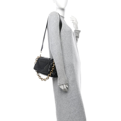 Prada Nappa Soft Padded Logo Embossed Triangle Quilted Small Shoulder Bag Black 2 of 11