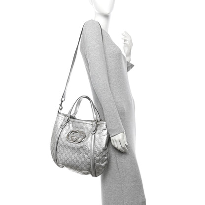 Gucci Metallic Guccissima Medium Britt Tote Silver 2 of 10