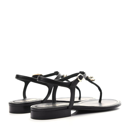 Chanel Lambskin Crystal CC Thong Sandals 35.5 Black 4 of 10