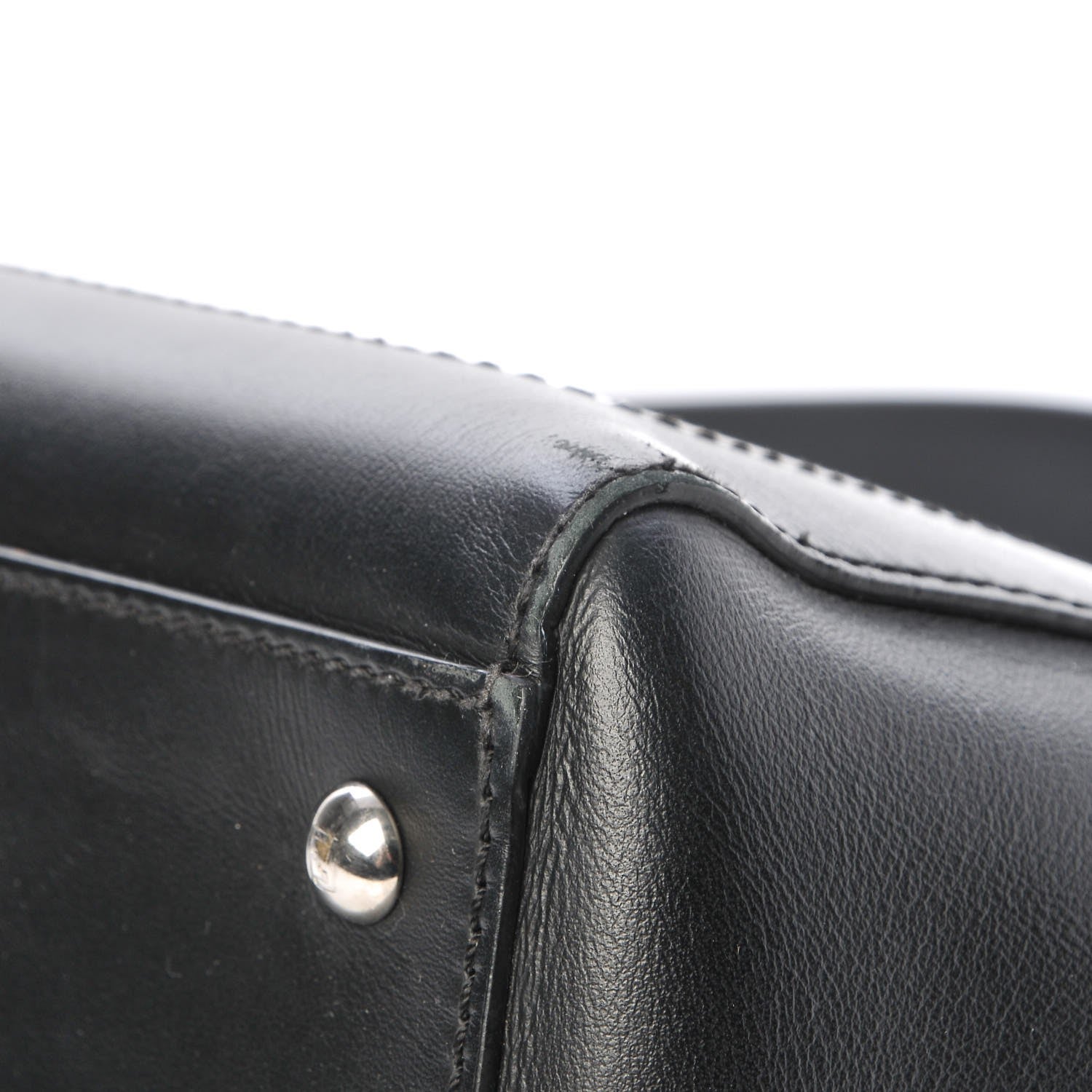 Fendi Vitello Baltico Dolce DotCom Satchel Black Blue Royal 14 of 16
