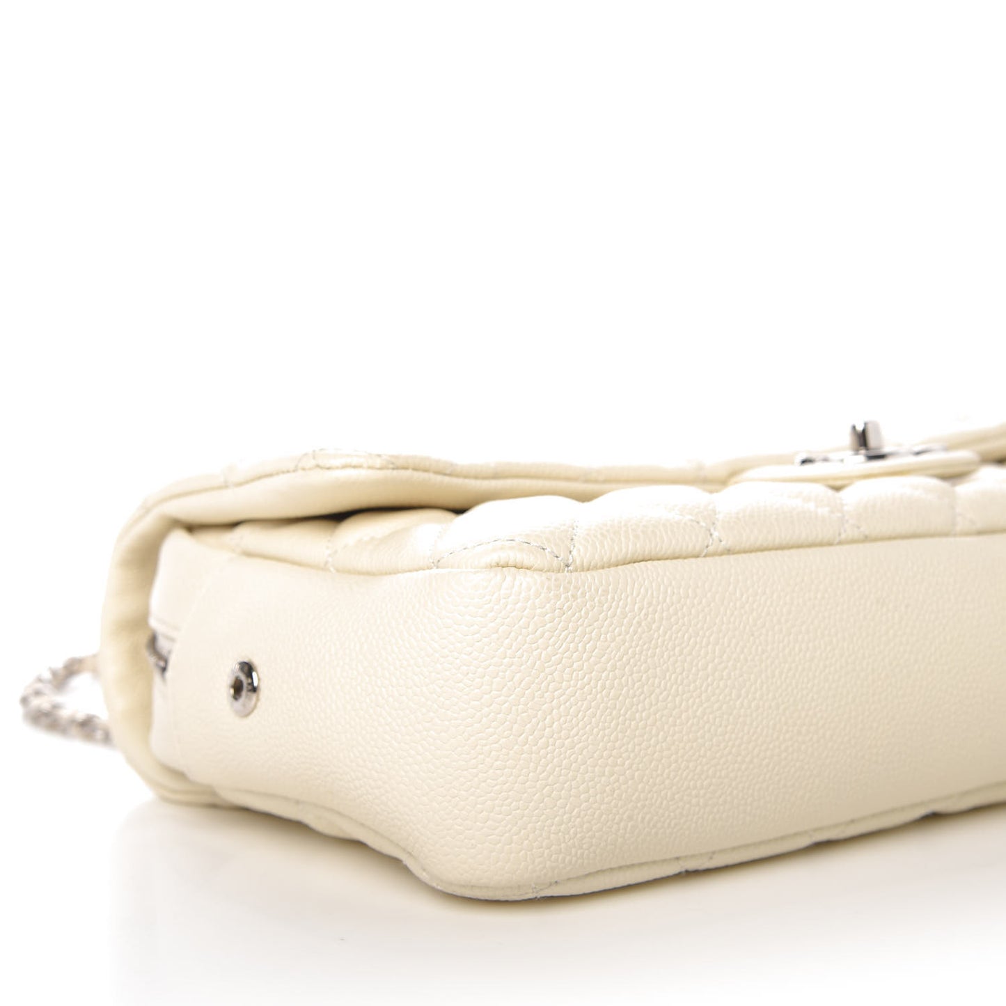 Caviar Quilted Jumbo Easy Flap Dark White