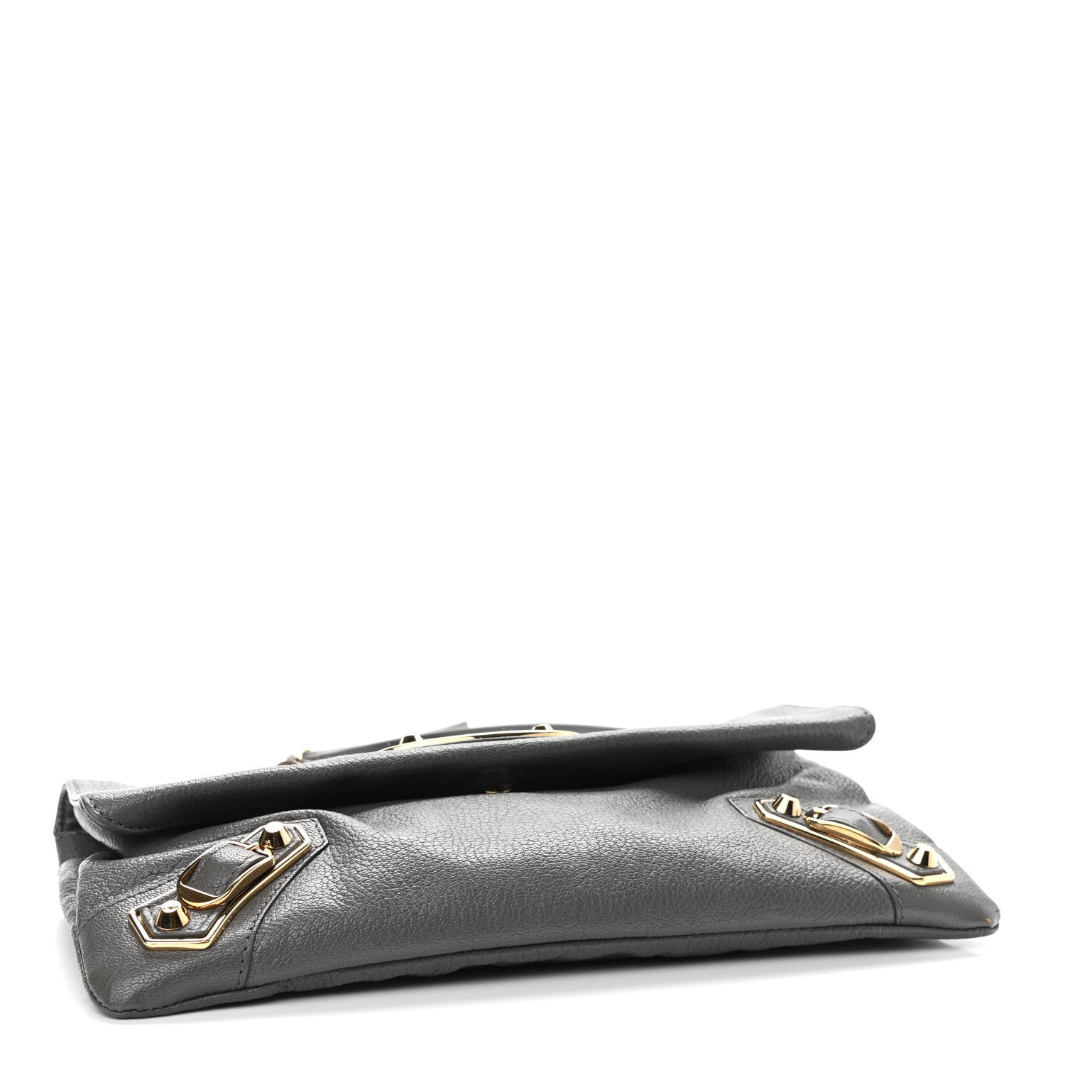 Balenciaga Chevre Gold Metallic Edge Hardware Envelope Clutch Gris Acier 4 of 11