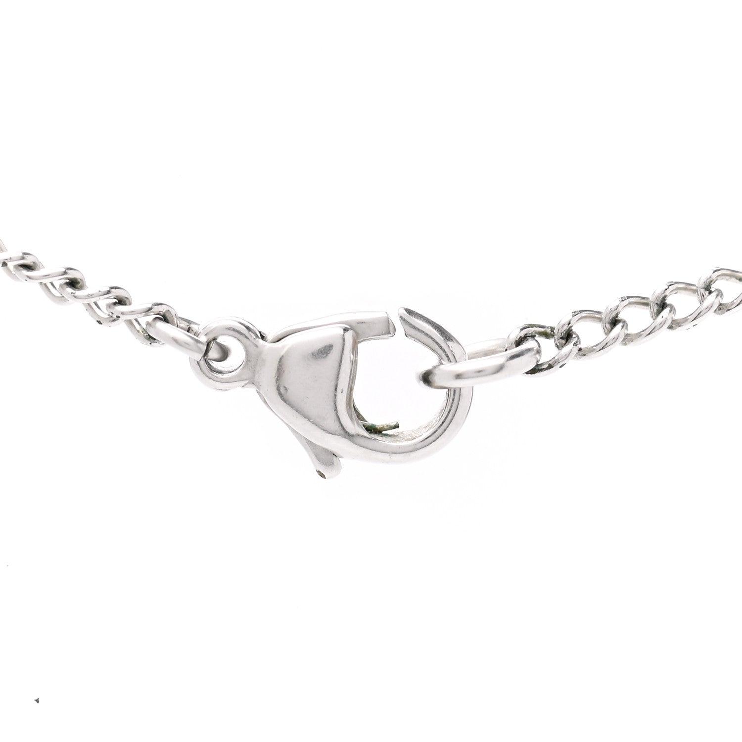Chanel Crystal CC Heart Necklace Silver 5 of 7