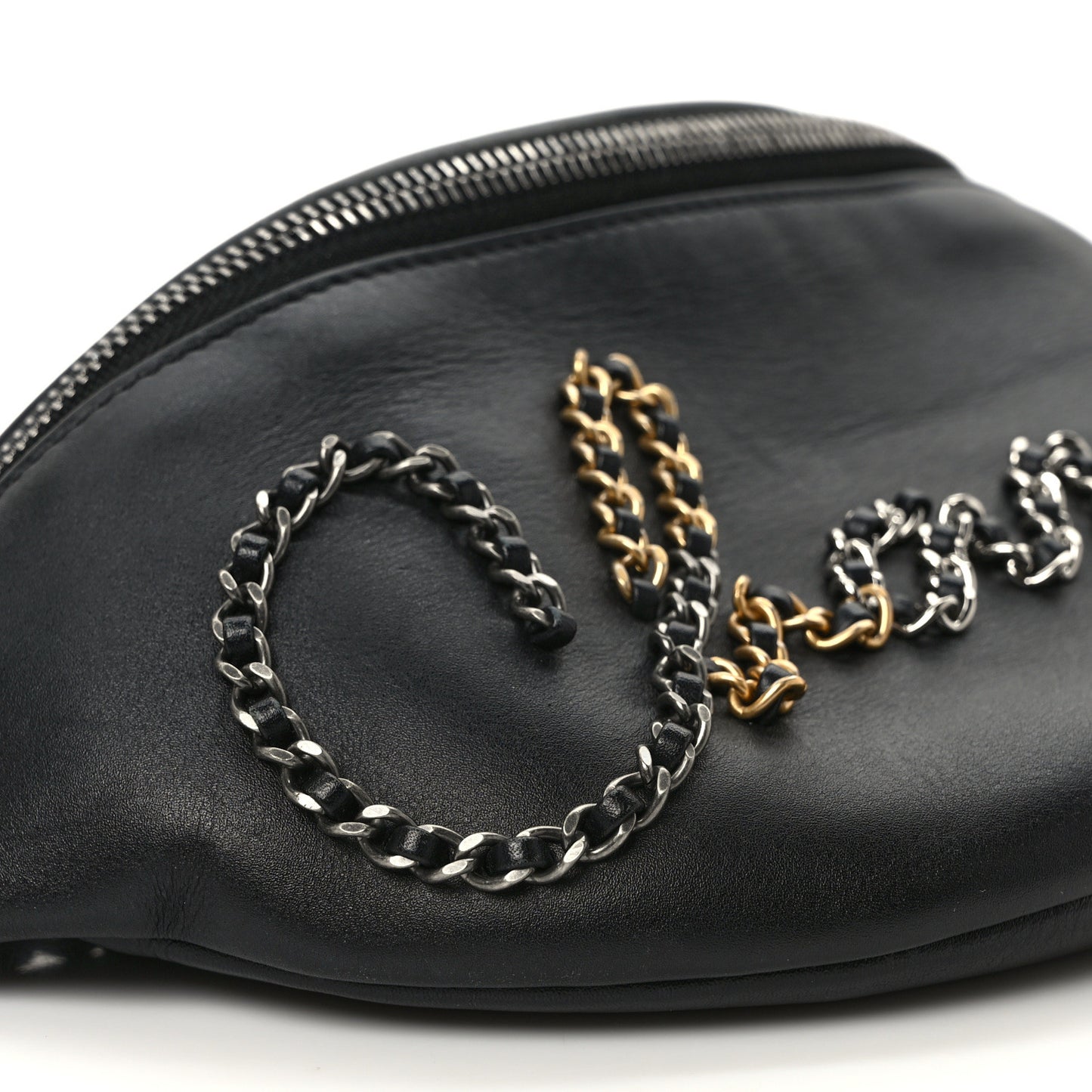Calfskin Chain 20s Signe Waist Bag Black
