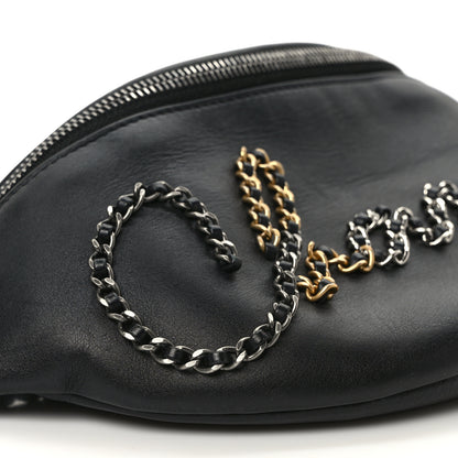 Chanel Calfskin Chain 20s Signe Waist Bag Black 8 of 9