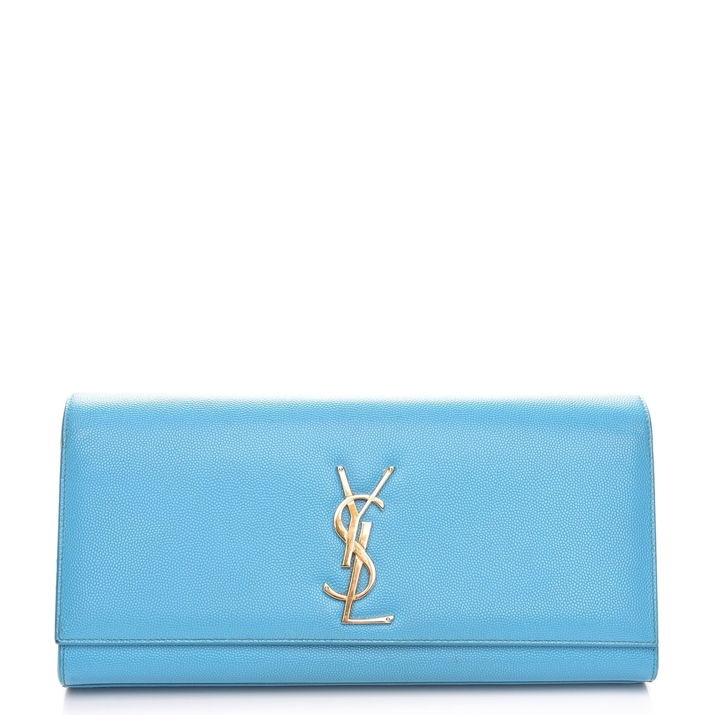 Grain De Poudre Classic Monogram Clutch Turquoise