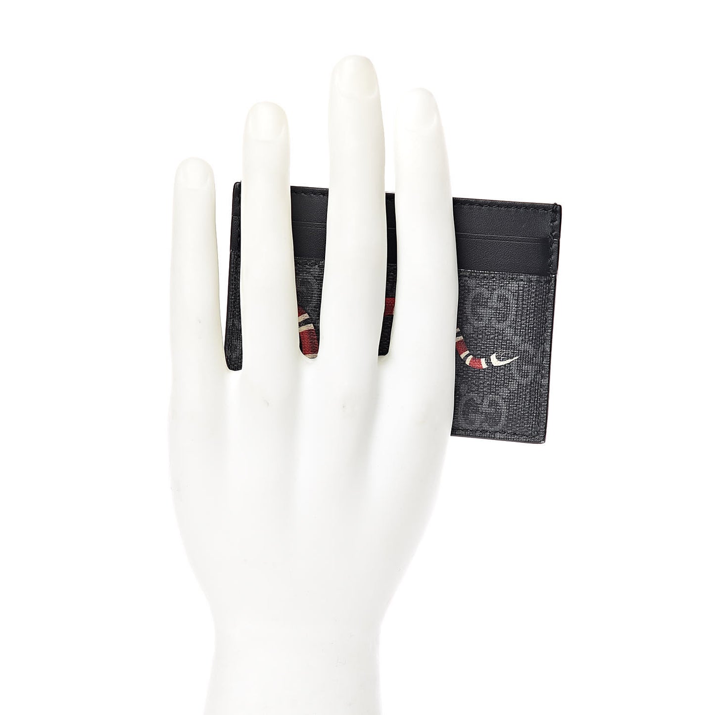 GG Supreme Monogram Kingsnake Card Holder Black Grey