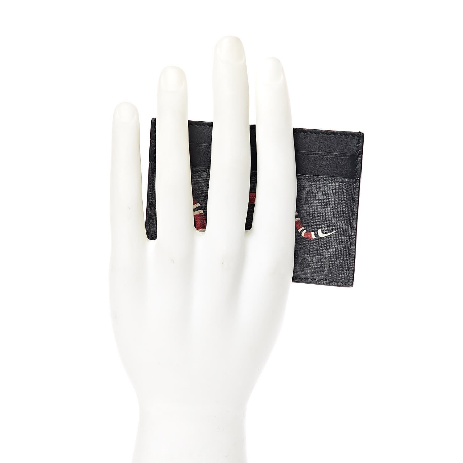 Gucci GG Supreme Monogram Kingsnake Card Holder Black Grey 2 of 7
