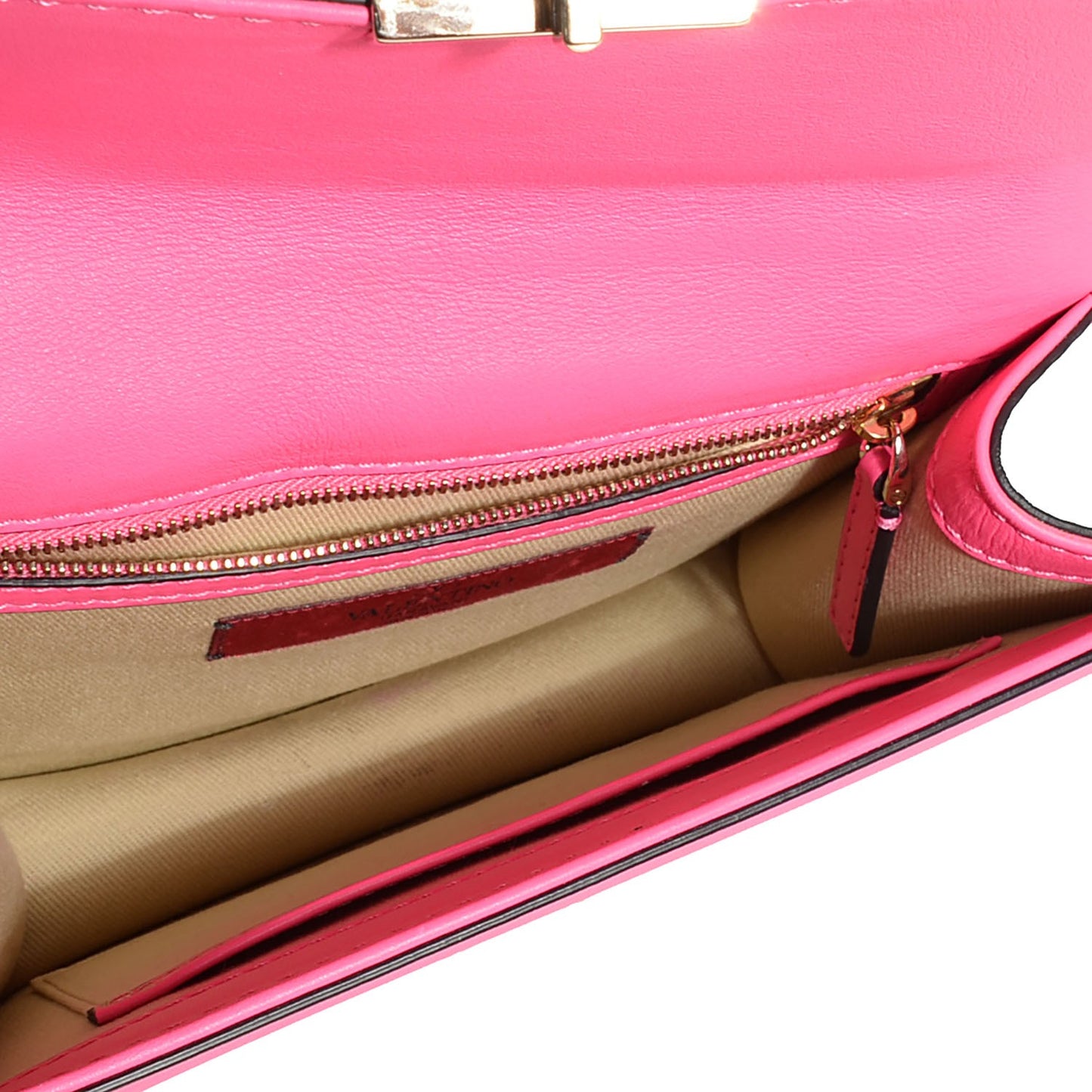 Vitello Small Glam Lock Rockstud Flap Fuxia Fluo