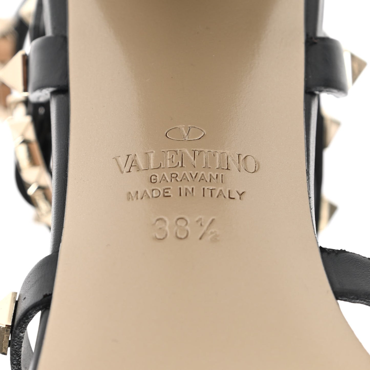Calfskin Rockstud 60mm City Sandals 38.5 Black