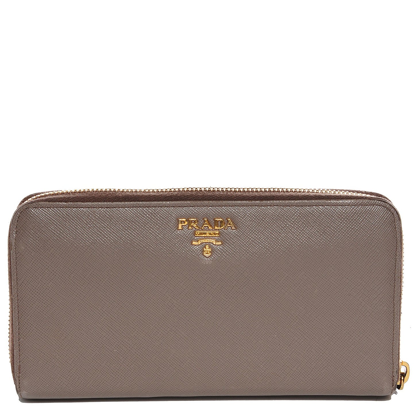 Saffiano Metal Zip Around Wallet Argilla