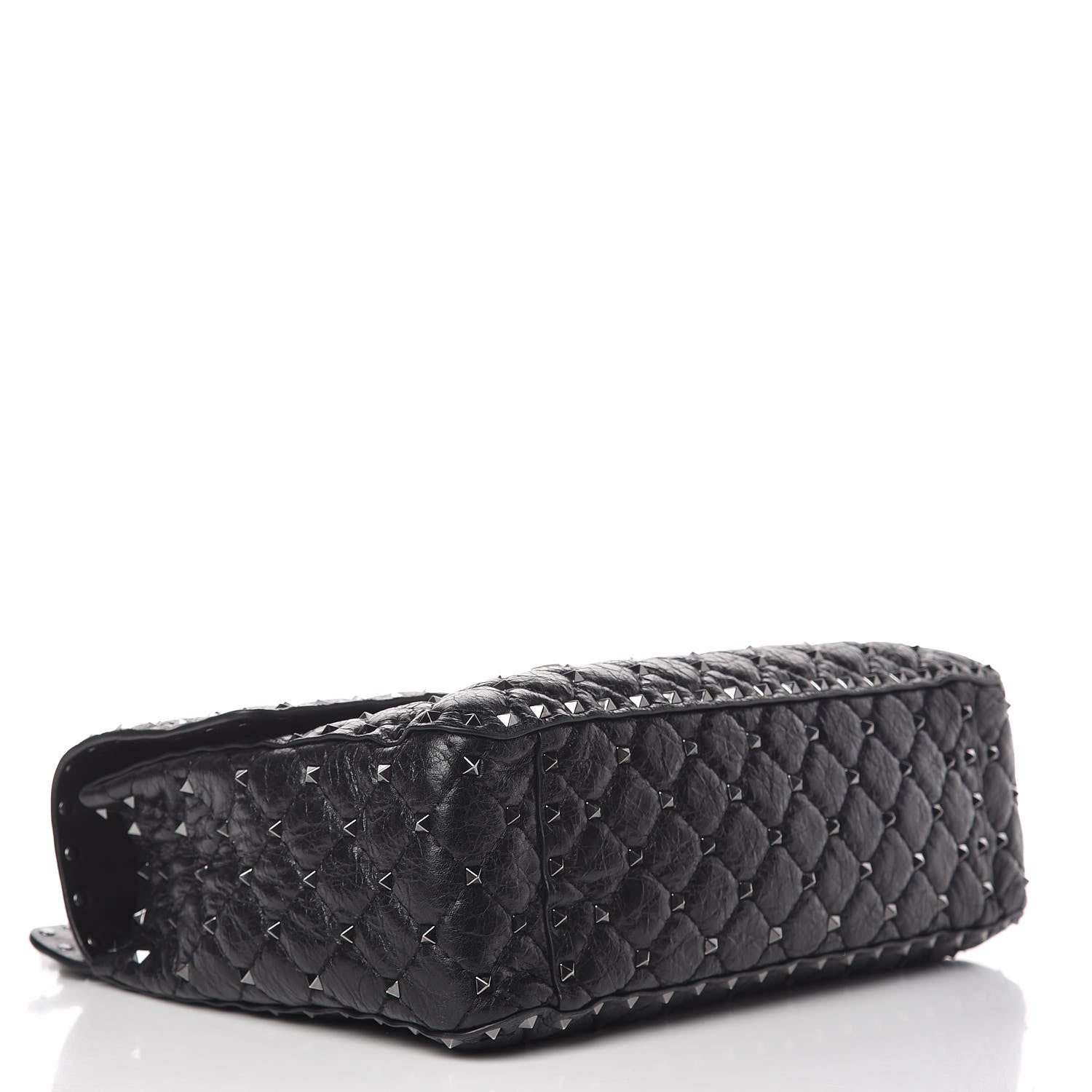 Valentino Garavani Craquele Nappa Large Rockstud Spike Shoulder Bag Black 4 of 10