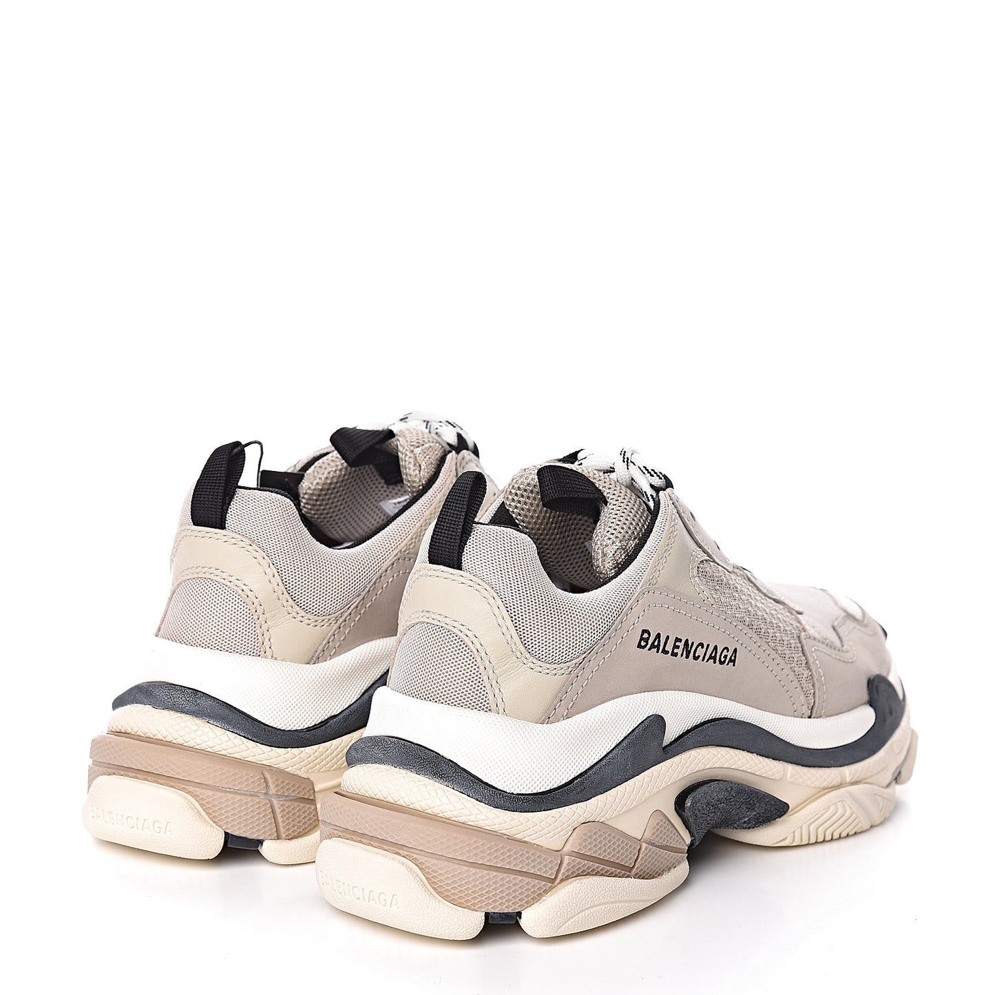 Fabric Mesh Womens Triple S Sneakers 38 Beige Black