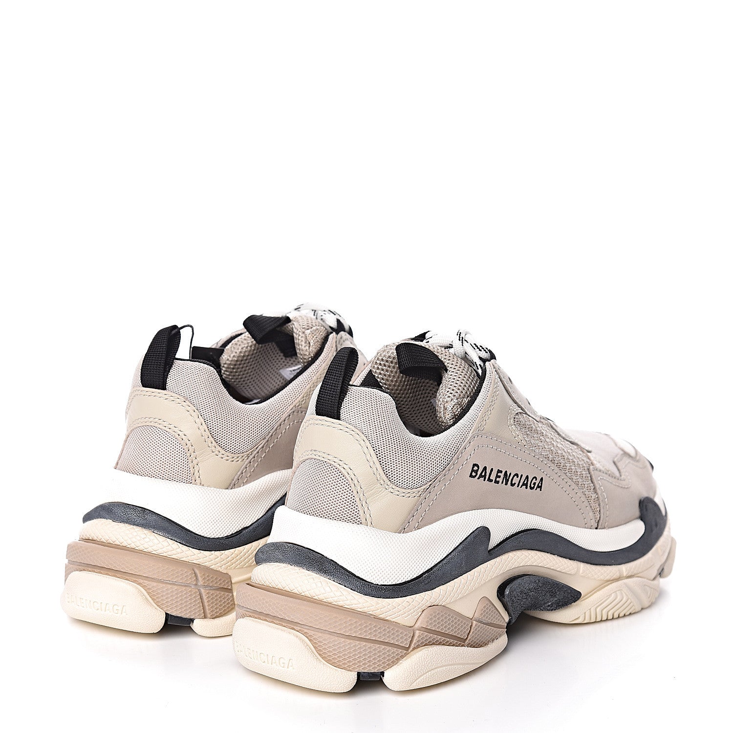 Balenciaga Fabric Mesh Womens Triple S Sneakers 38 Beige Black 4 of 9