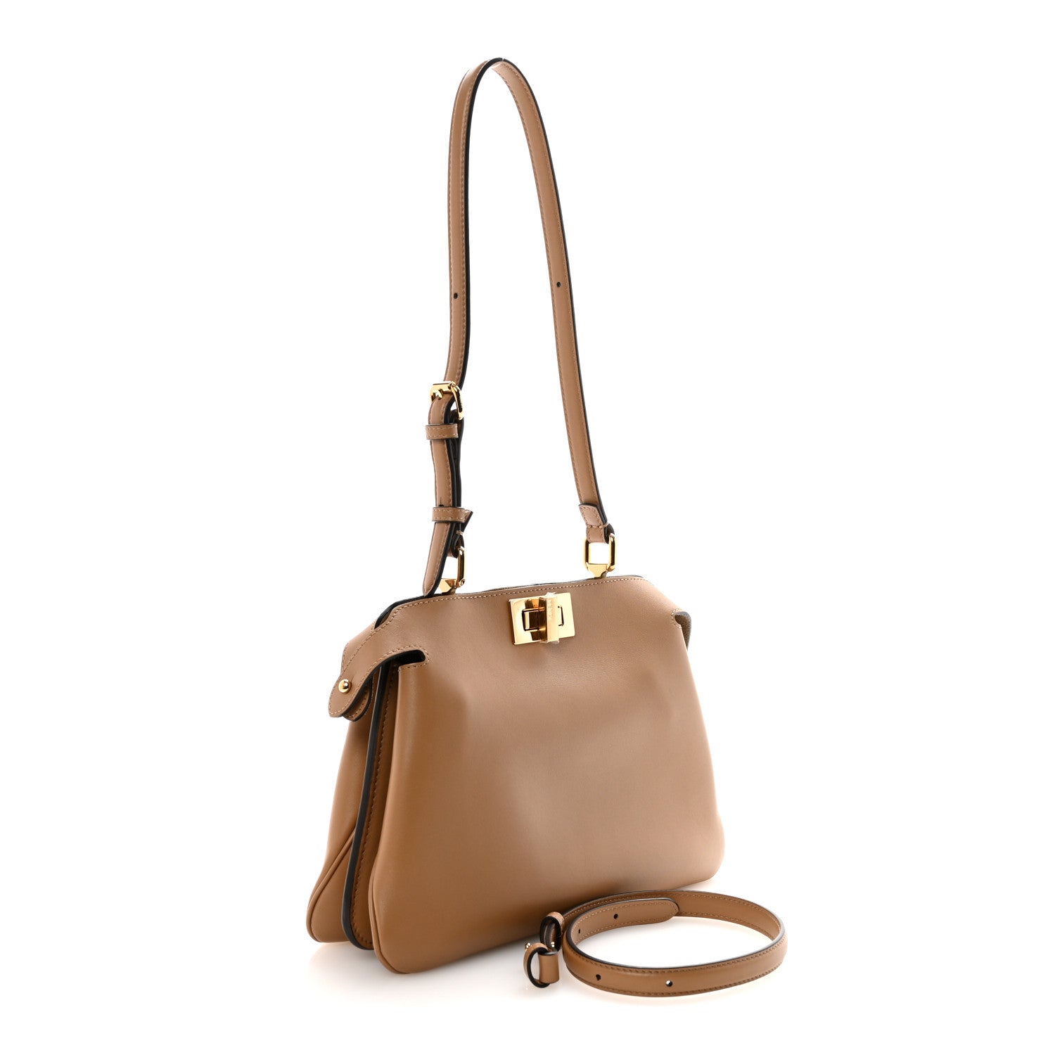 Fendi Vitello Small Soft Peekaboo Satchel Cappuccino 1873428