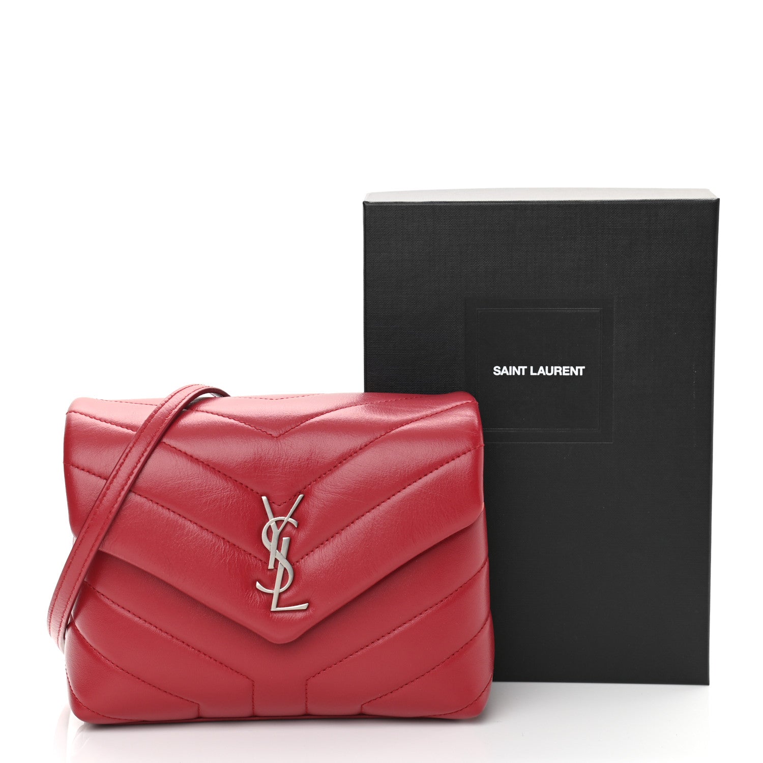 Saint Laurent Calfskin Y Quilted Monogram Toy Loulou Crossbody Bag New Lipstick 12 of 12