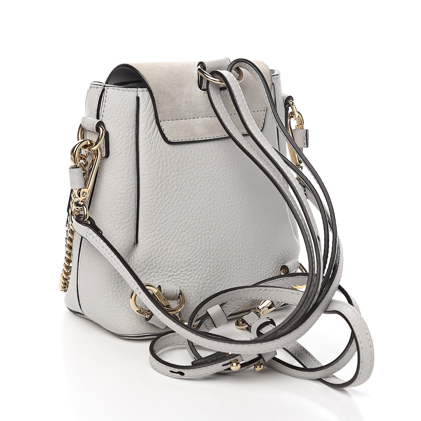 Suede Calfskin Mini Faye Backpack Airy Grey