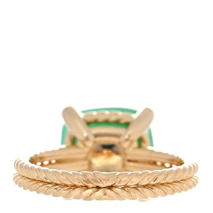 David Yurman 18K Yellow Gold Diamond Chrysoprase 11mm Chatelaine Ring 54 7 4 of 6