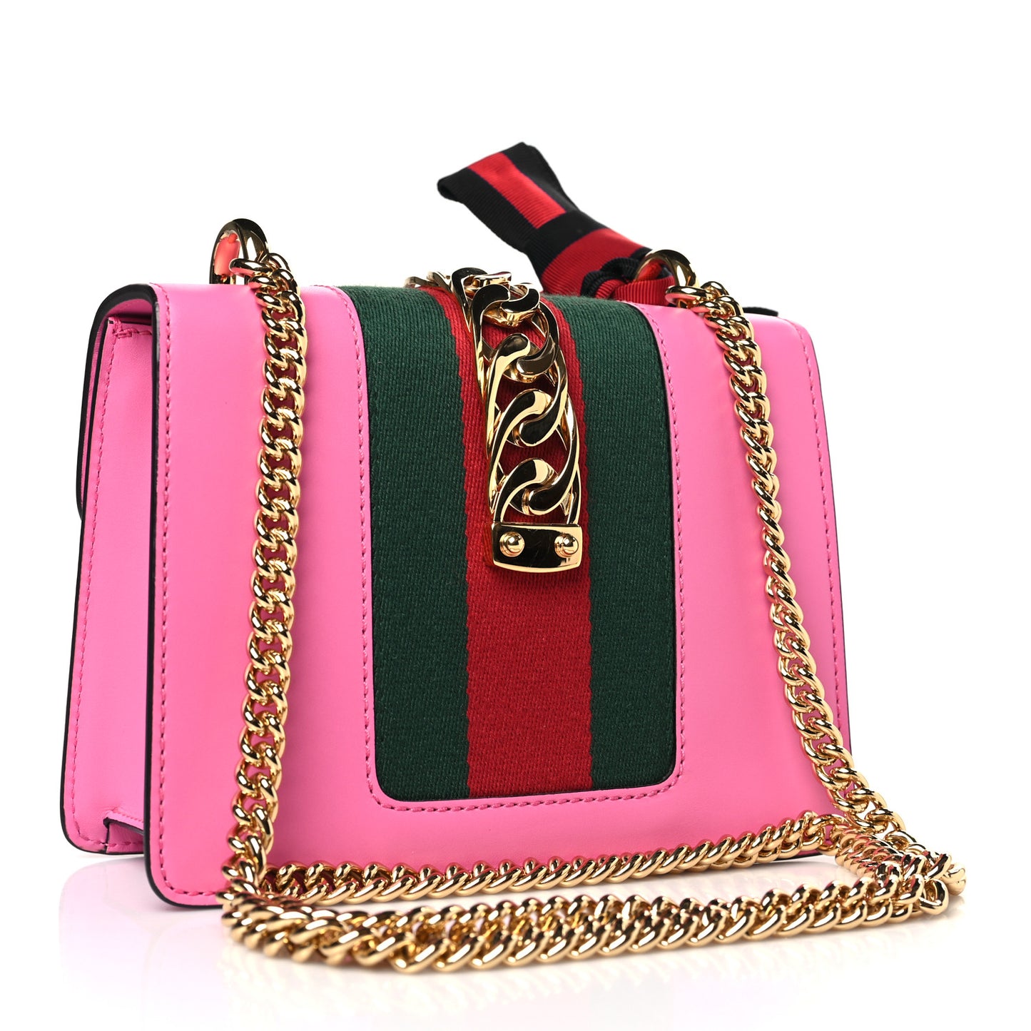 Vitello Fontanella Web Mini Sylvie Chain Shoulder Bag Pink Tropical Flower