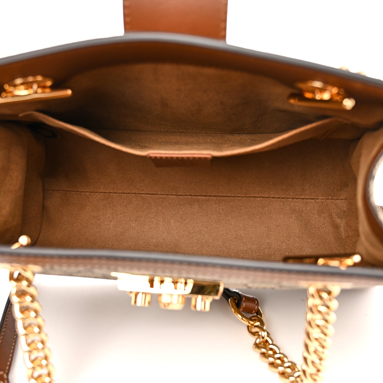 Gucci GG Supreme Monogram Calfskin Small Padlock Tote Beige Ebony Tuscany 5 of 11