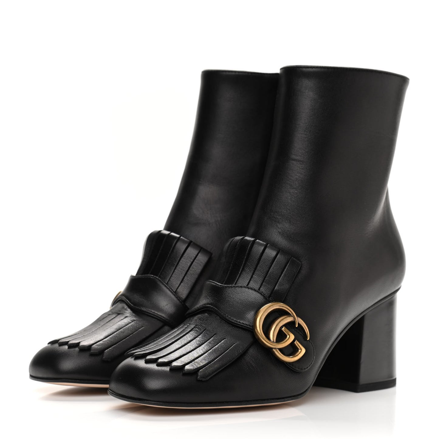Malaga Kid GG Marmont Fringe 75mm Ankle Boots 37.5 Black