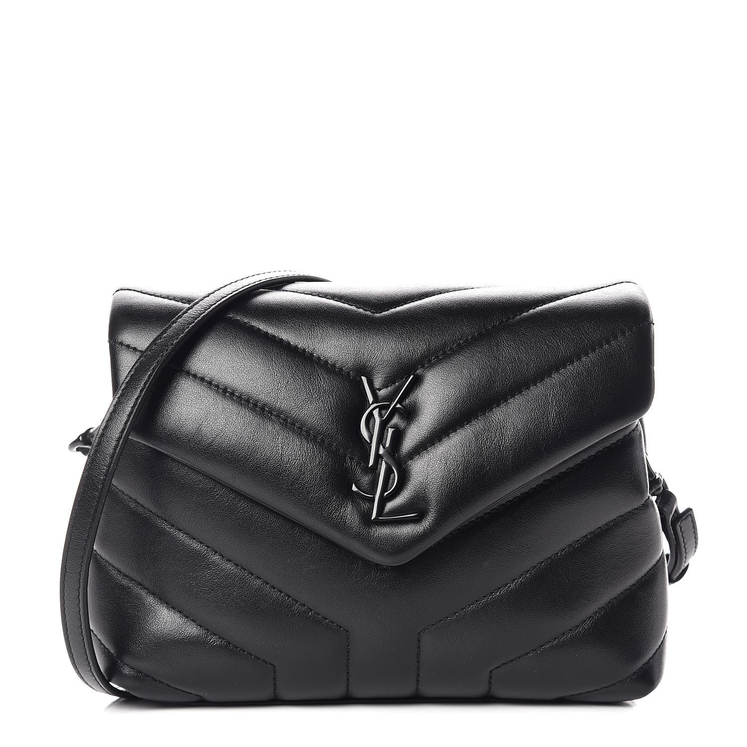 Saint Laurent Calfskin Y Quilted Monogram Toy Loulou Crossbody Bag Black 1 of 10