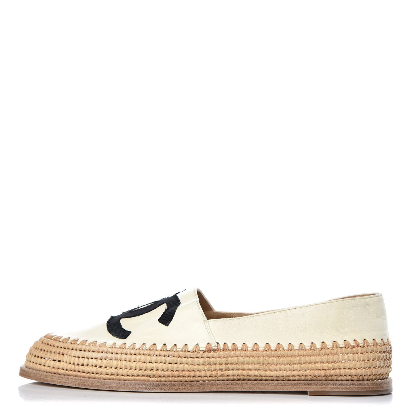 Lambskin Grosgrain CC Espadrilles 41 Ivory Black