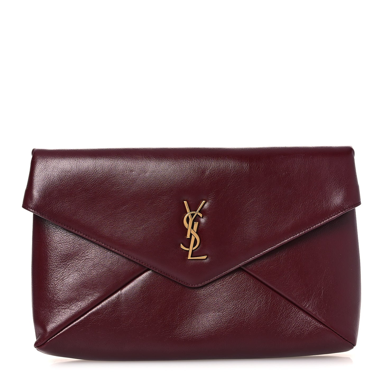 Lambskin Large Cassandre Envelope Pouch Dark Ruby
