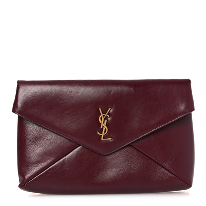 Saint Laurent Lambskin Large Cassandre Envelope Pouch Dark Ruby 1 of 12