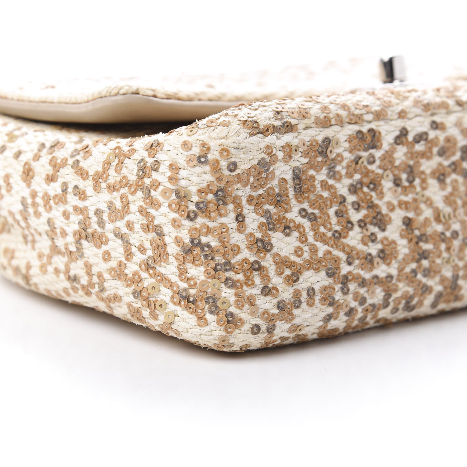 Chanel Raffia Sequin Small Single Flap Beige Gold 9 of 13