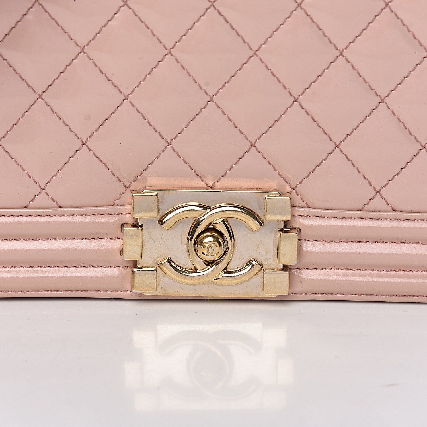 Chanel Patent Calfskin Quilted Medium Boy Flap Light Pink 15 of 15