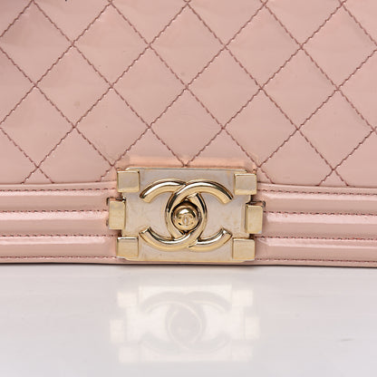 Chanel Patent Calfskin Quilted Medium Boy Flap Light Pink 15 of 15