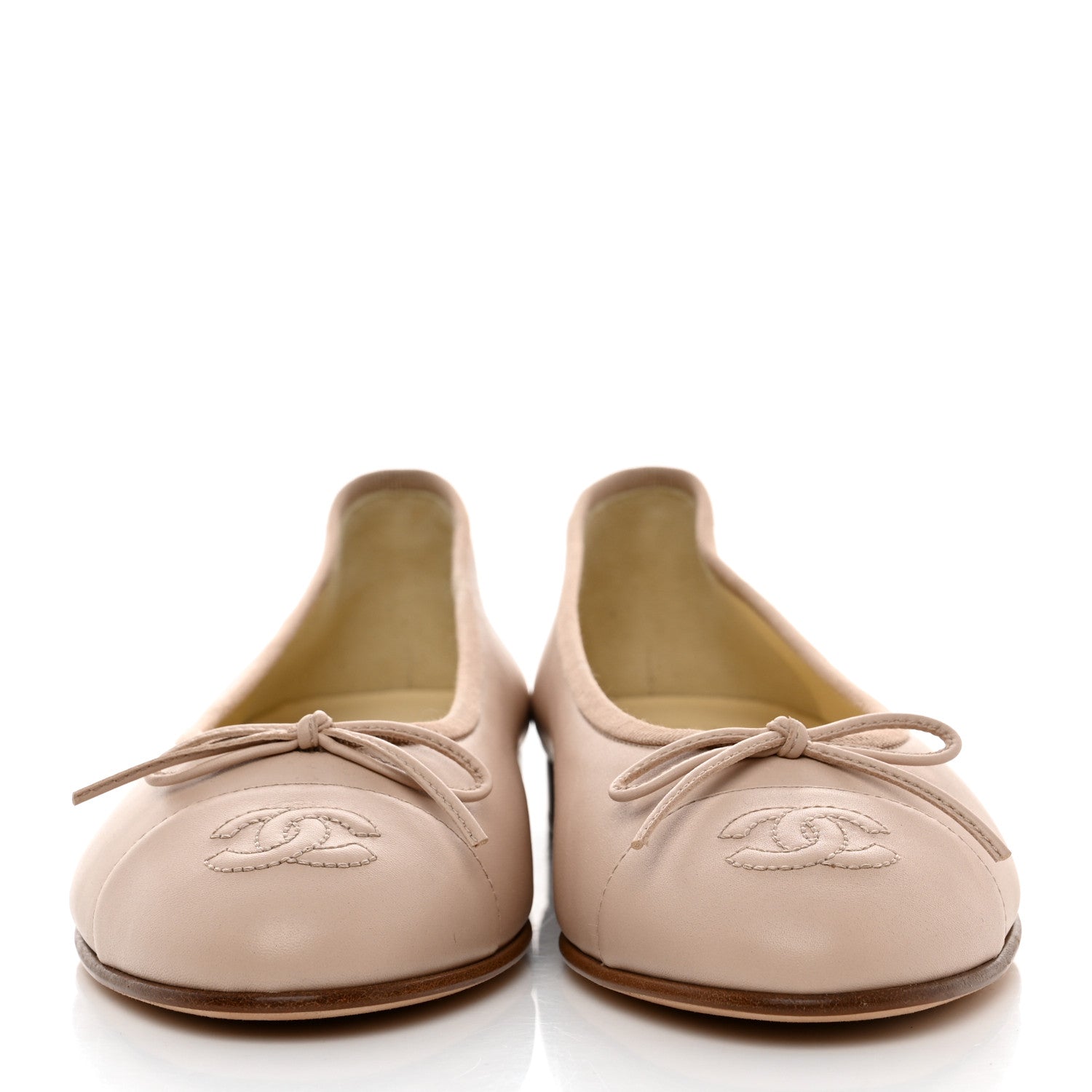 Chanel Lambskin Cap Toe CC Ballerina Flats 36 Beige 2 of 8
