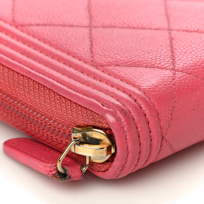 Chanel Caviar Quilted Large Boy Zip Around Wallet Coral 10 of 24