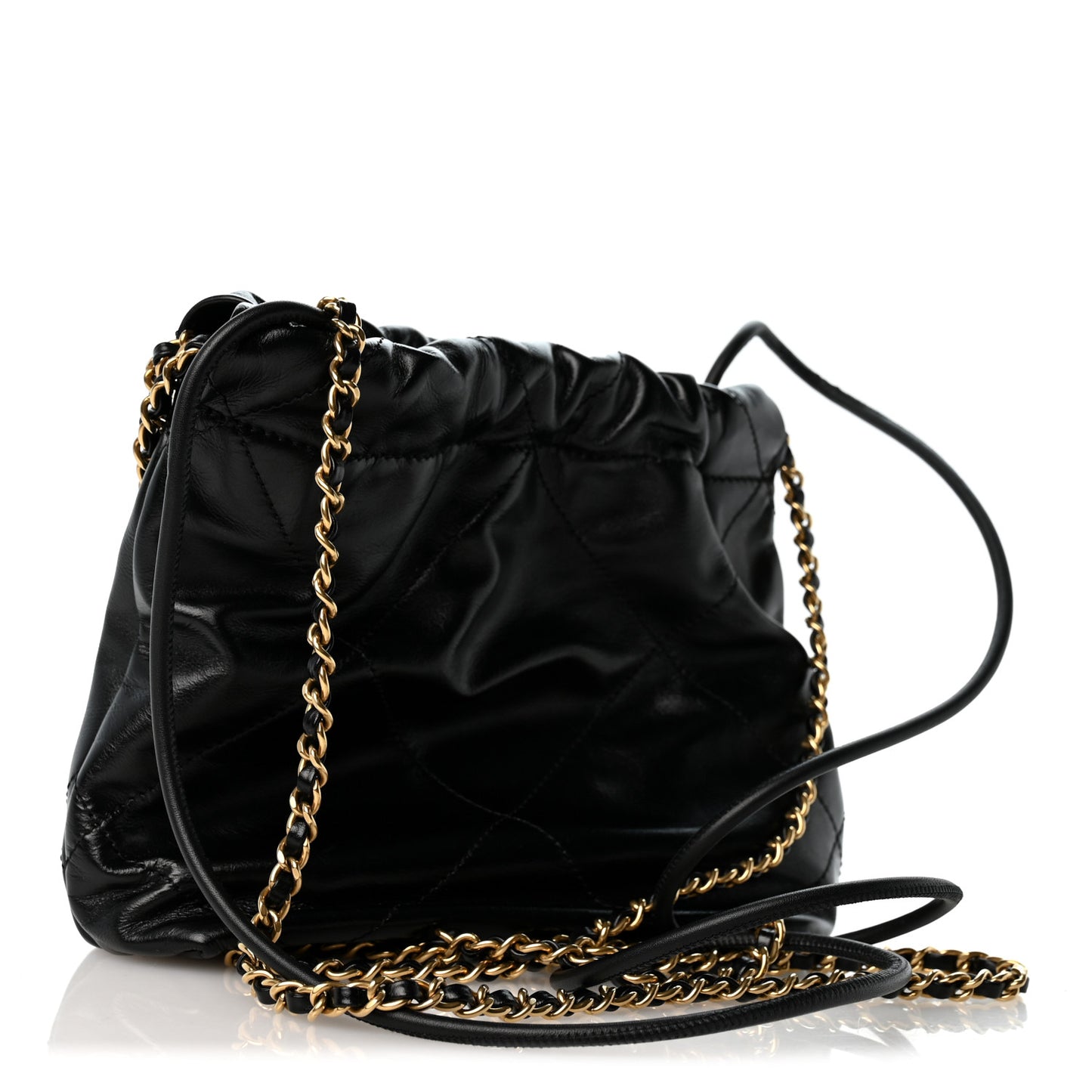 Shiny Calfskin Quilted Mini Chanel 22 Black