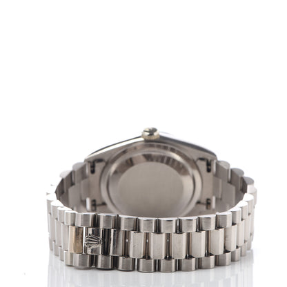 Rolex 18K White Gold Diamond 36mm Oyster Perpetual Day-Date President Watch Bright Blue 18239 3 of 5