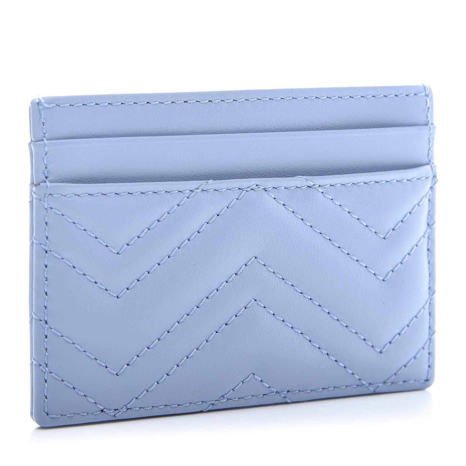 Gucci Calfskin Matelasse GG Marmont Card Holder Porcelain Light Blue 3 of 9