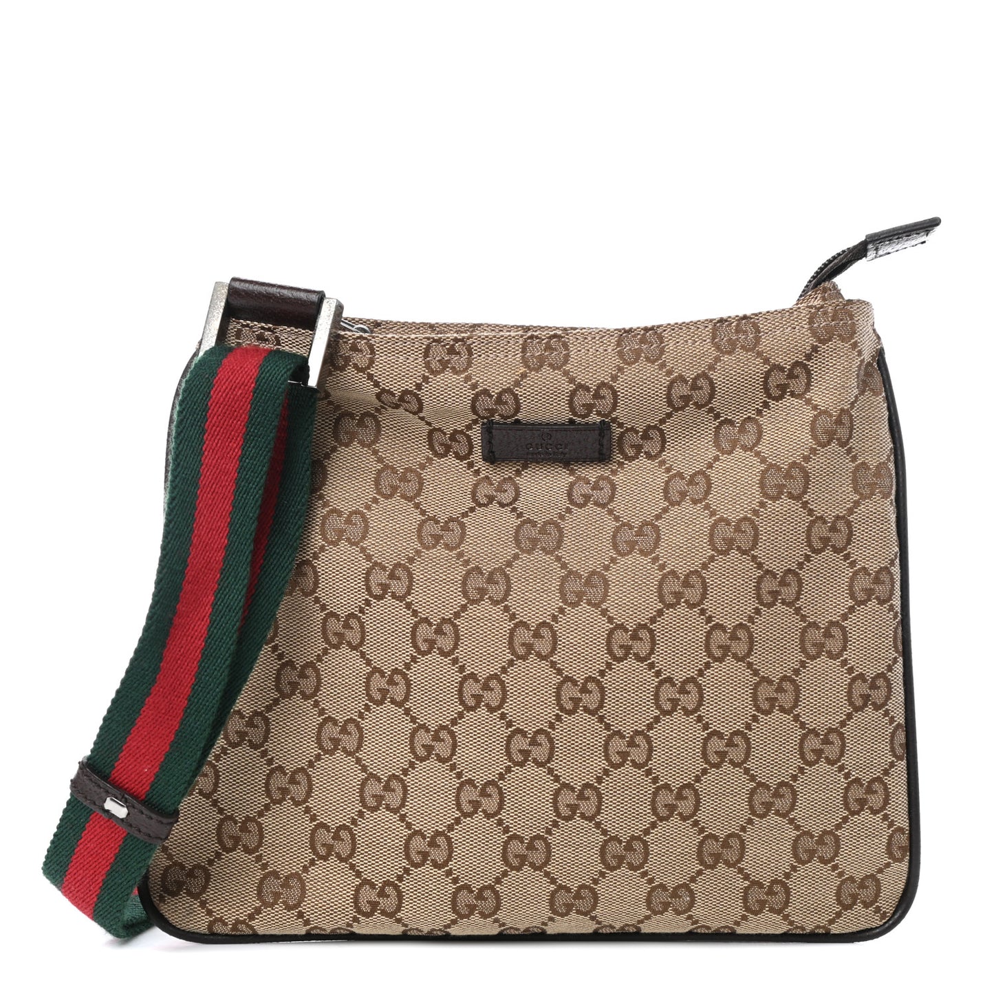 Monogram Web Small Flat Messenger Bag Brown