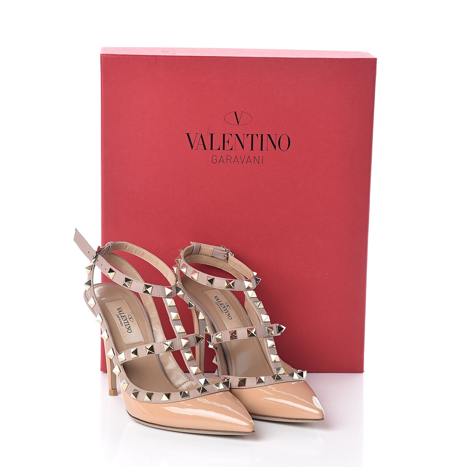 Valentino Garavani Patent Rockstud Ankle Strap 100mm Pumps 35.5 Skin Sorbet Poudre 11 of 11