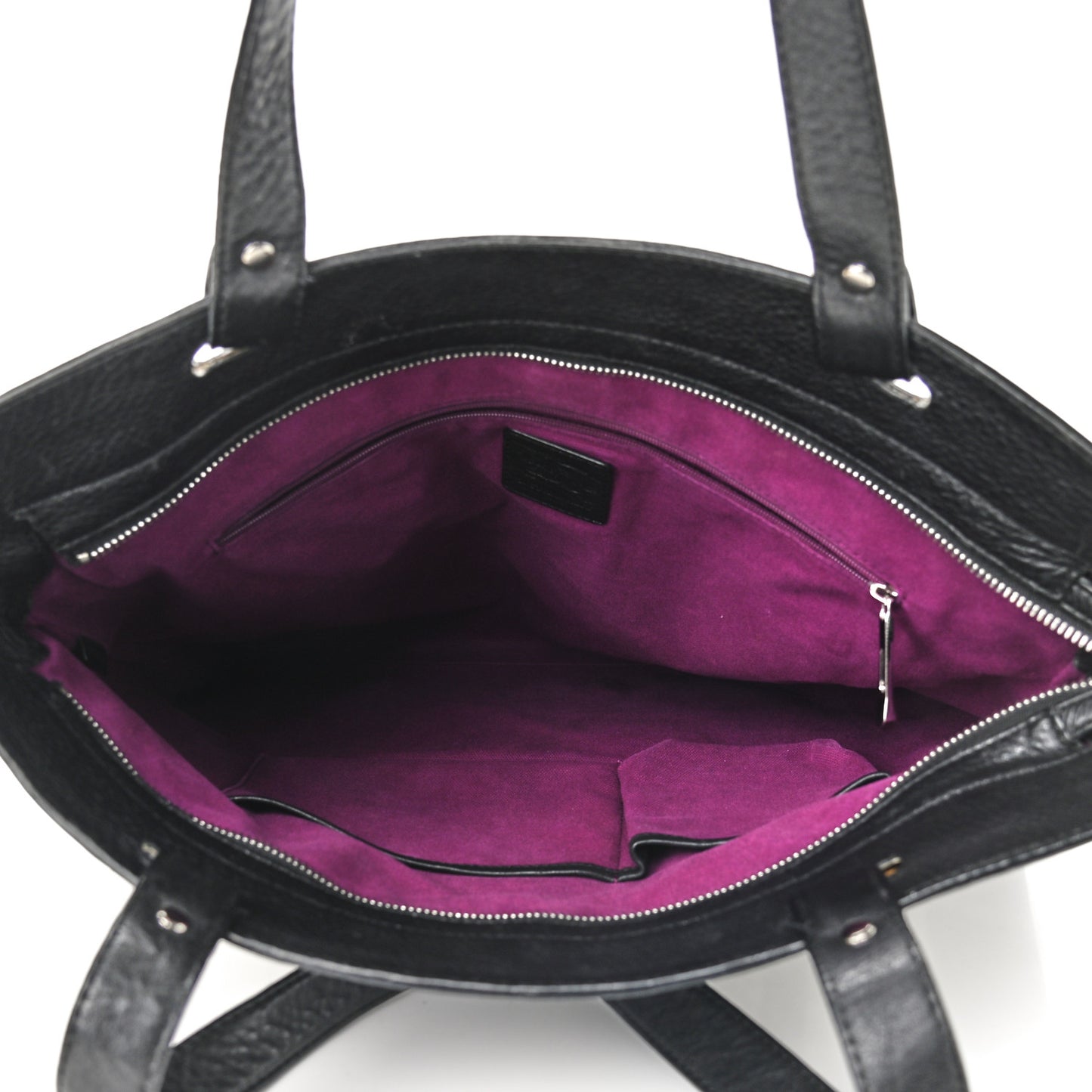 Canvas Check Calfskin Roll-Up Tote Black White