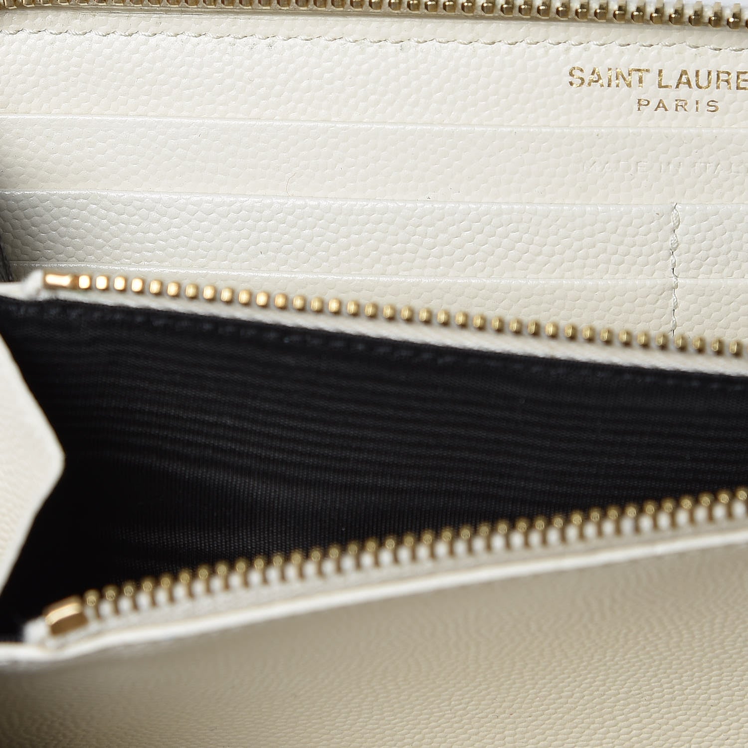 Saint Laurent Grain De Poudre Matelasse Chevron Monogram Zip Around Wallet Porcellana 9 of 10