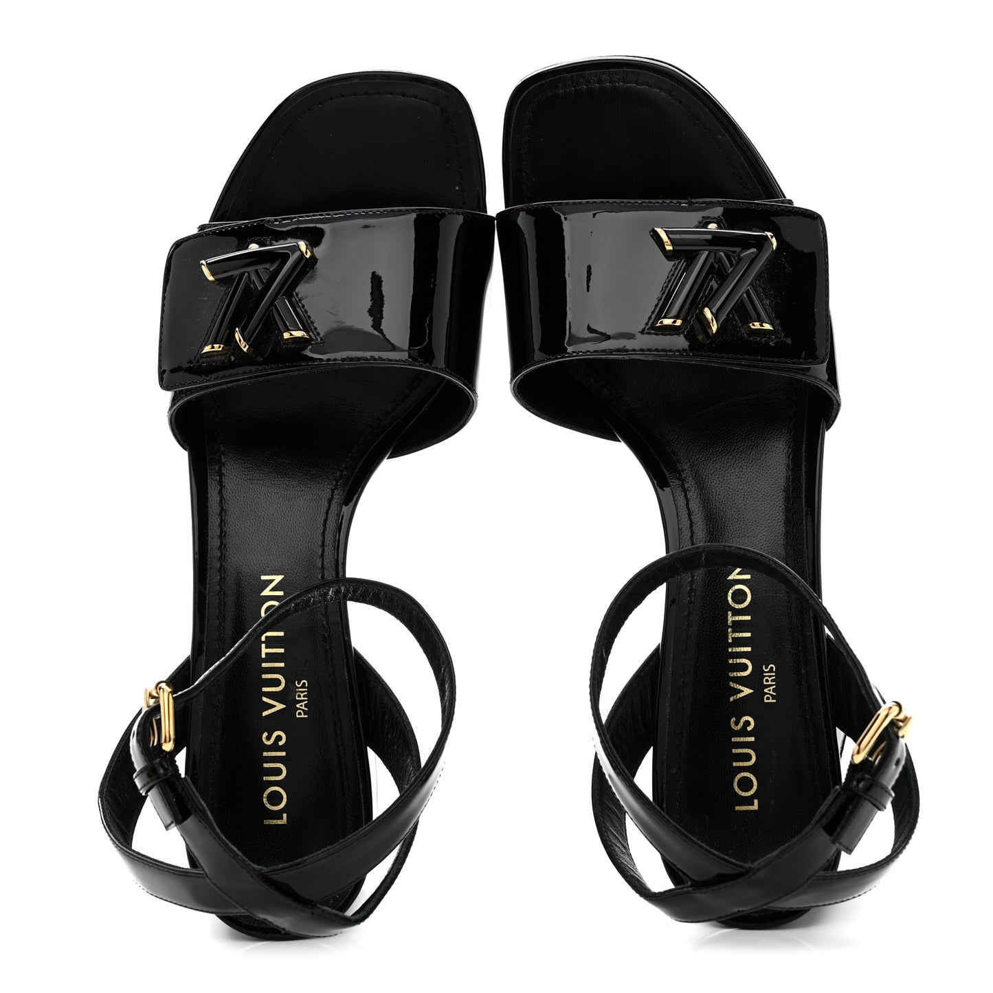 Patent Calfskin Shake Sandals 39 Black